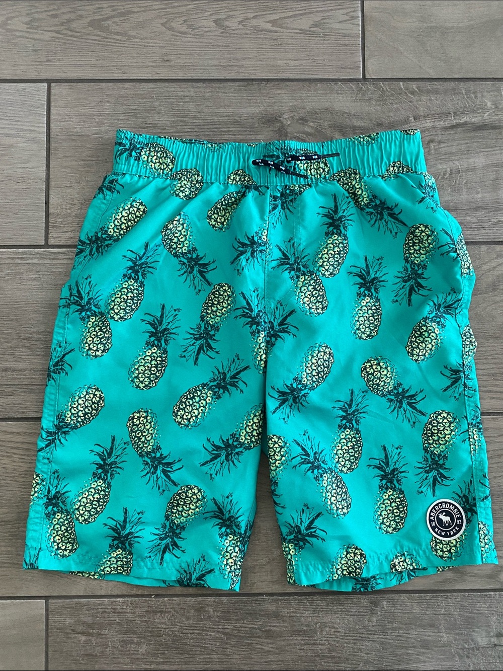Abercrombie Kids Boys Swim Trucks - Teal with Pineapples